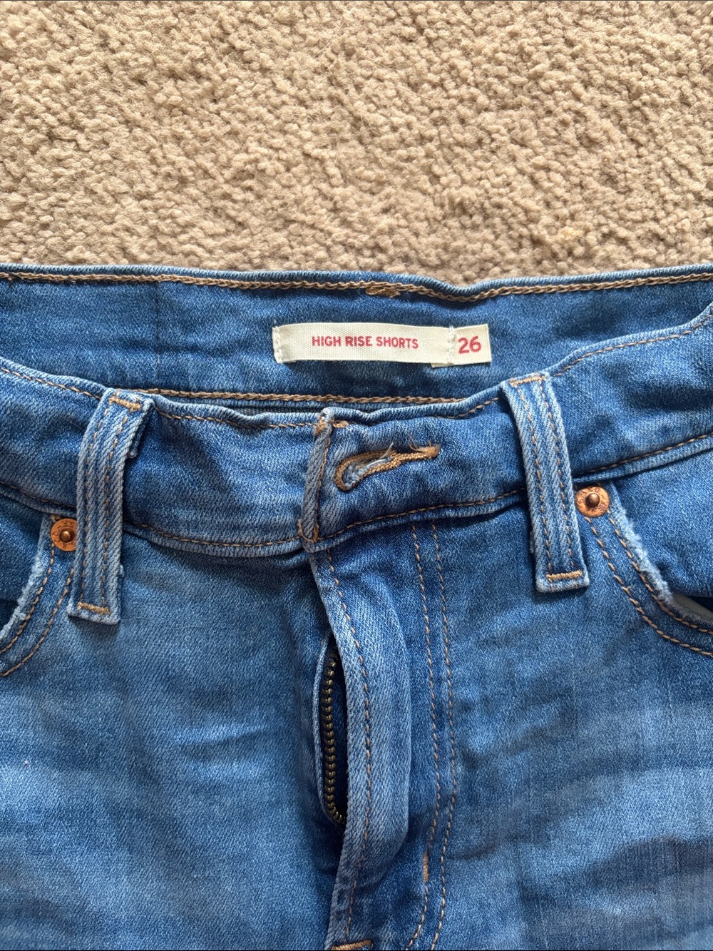 Levi's High Rise Blue Denim Shorts
